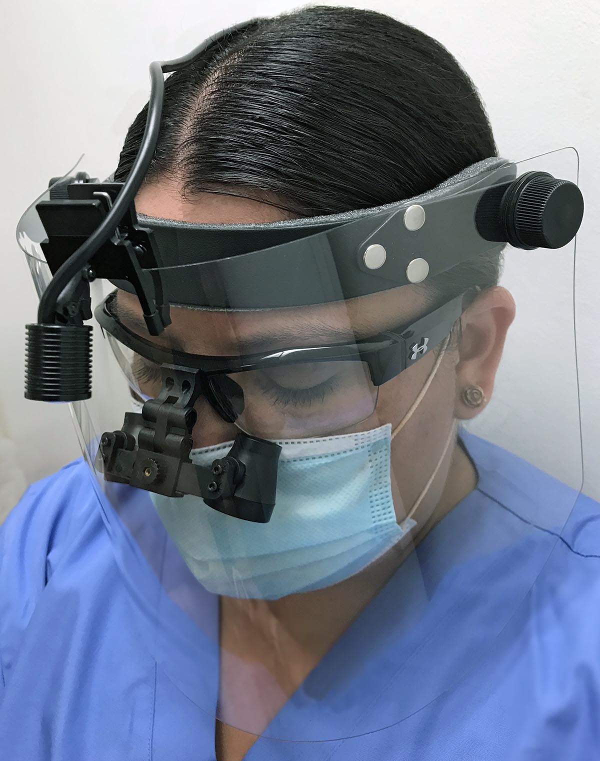 Flip up shop face shield dental
