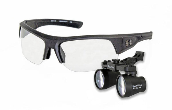 Under Armour Big Shot Graphite Color Frame featured with SheerVision Flip-Up Surgical-Dental Loupes - 2.5x Expanded Field Magnifcation