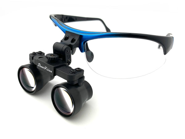 2.5x Classic Barrel SheerVision Brand Flip-Up Loupes - Del Rey Frame